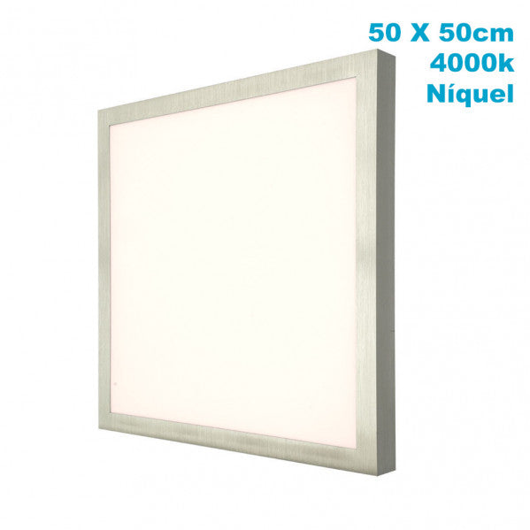 Panel LED Plano Níquel 48W 4000K 50x50cm de Fabrilamp, vista frontal