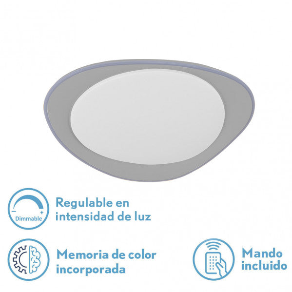 Plafón LED Daire Gris 48W, vista frontal, Fabrilamp, luzguru.com