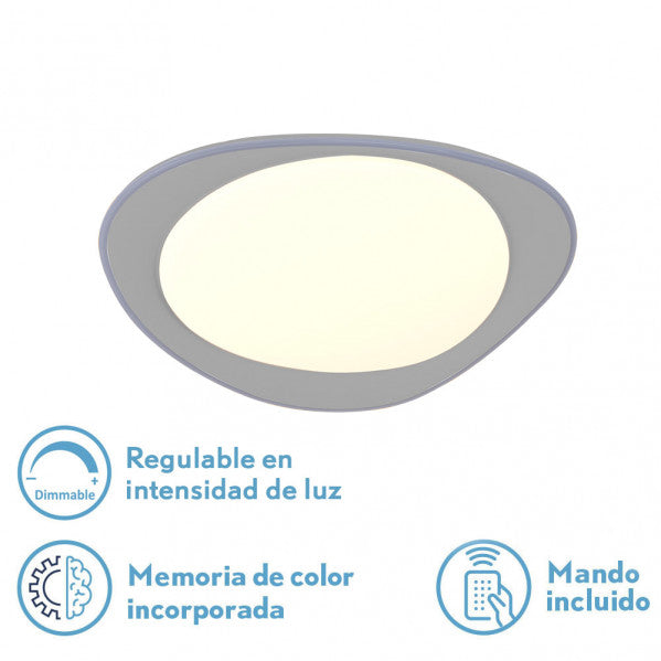 Plafón LED Daire Gris 48W, vista lateral, Fabrilamp, luzguru.com