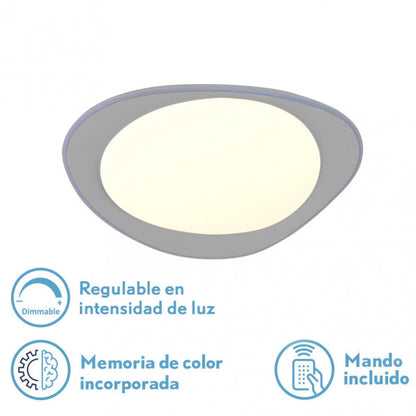 Plafón LED Daire Gris 48W, vista lateral, Fabrilamp, luzguru.com