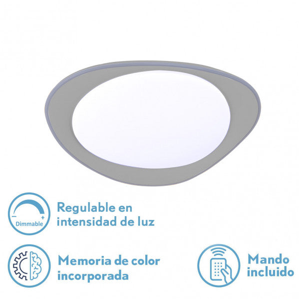 Plafón LED Daire Gris 48W, mando a distancia, Fabrilamp, luzguru.com