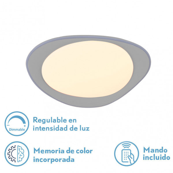 Plafón LED Daire Gris 48W, detalle del diseño, Fabrilamp, luzguru.com