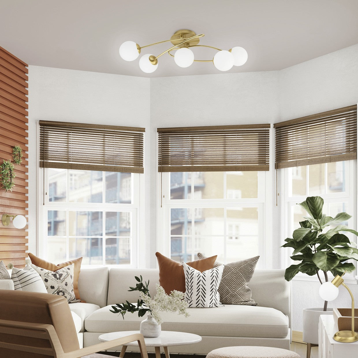 Medidas Plafón MIGOS 5 Luces Latón - Ref. 11583 - AJP/Alemar - LuzGuru
