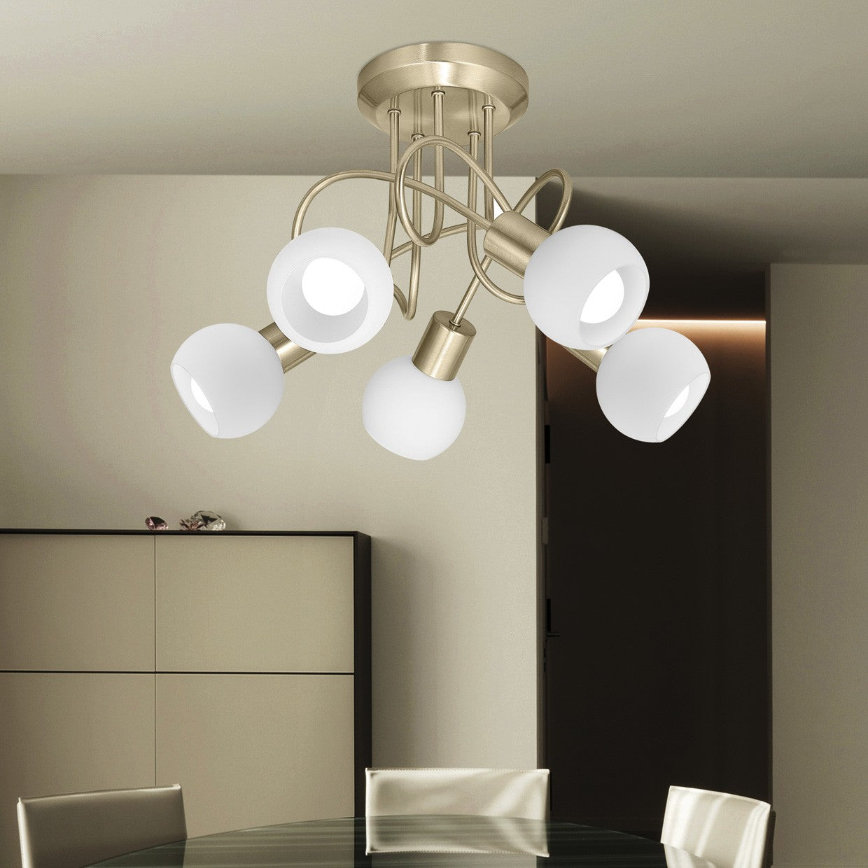 Medidas Plafón 5 Luces Opal Cuero AJP/Alemar Ref. 10530 - LuzGuru
