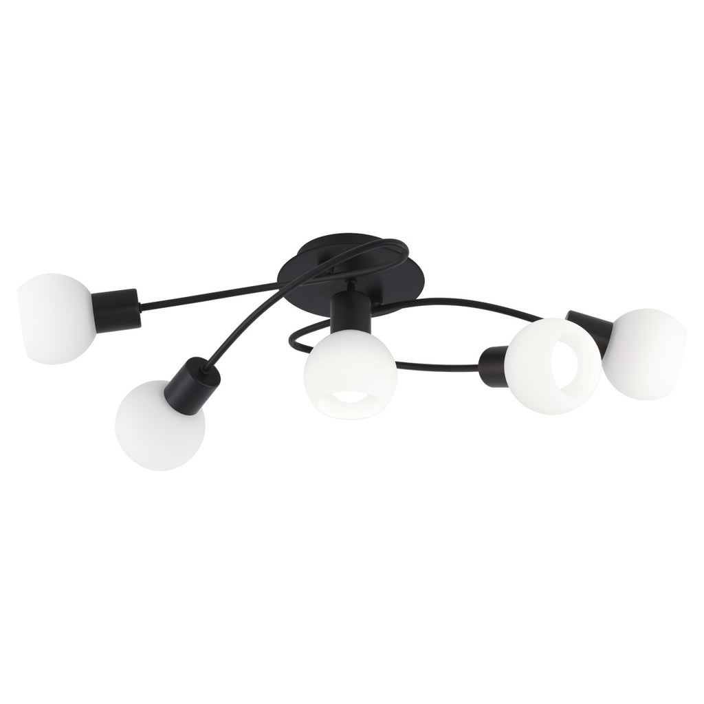 Plafón 5 luces Opal Negro Mate AJP/Alemar (Ref. 11122) - Medidas.  Diseño moderno y elegante para iluminación eficiente.  Compra en luzguru.com
