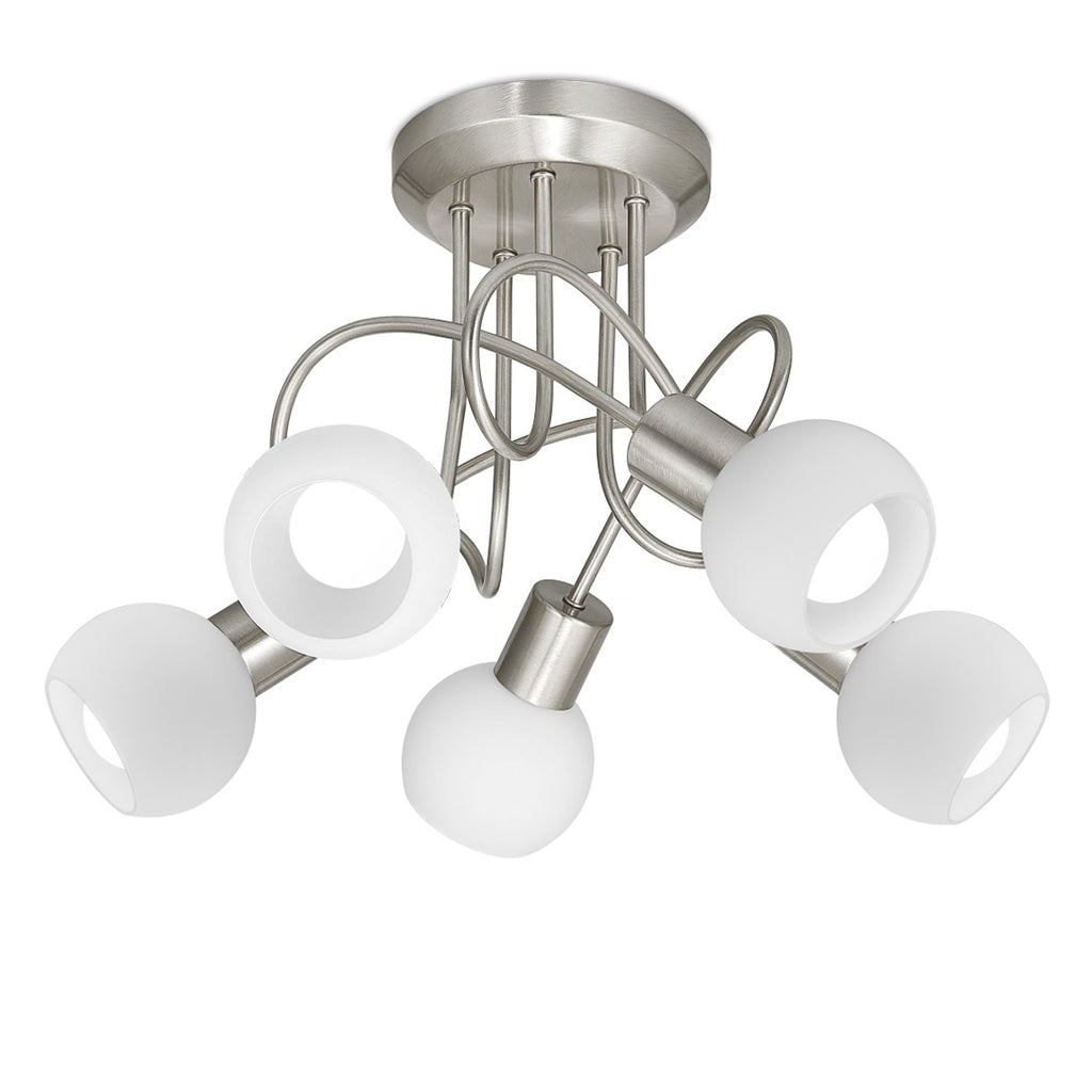 Plafón 5 Luces Opal Níquel Satinado AJP / Alemar - 10529 - luzguru.com