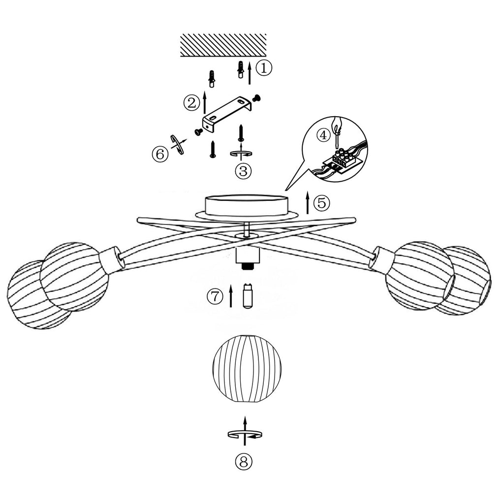 Medidas Plafón 5 Luces ROLO Cuero AJP/Alemar (Ref. 10295) - luzguru.com
