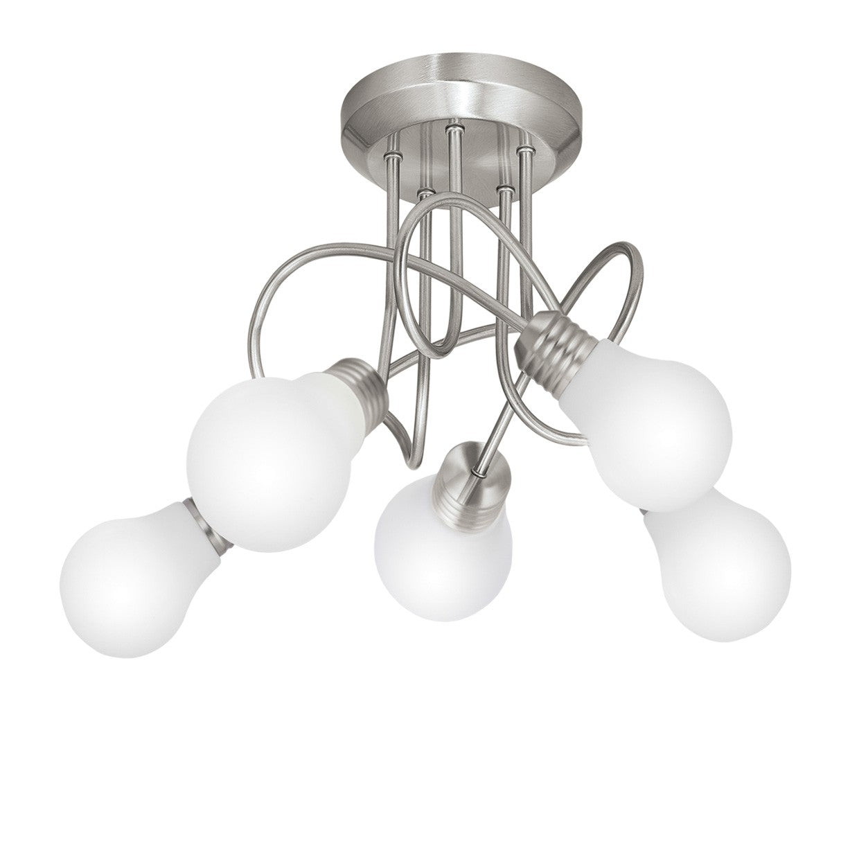 Plafón 5 luces AJP/Alemar SIQUE (Ref. 10723) - Medidas. Elegante diseño níquel satinado. Envío rápido y garantía. LuzGuru.com
