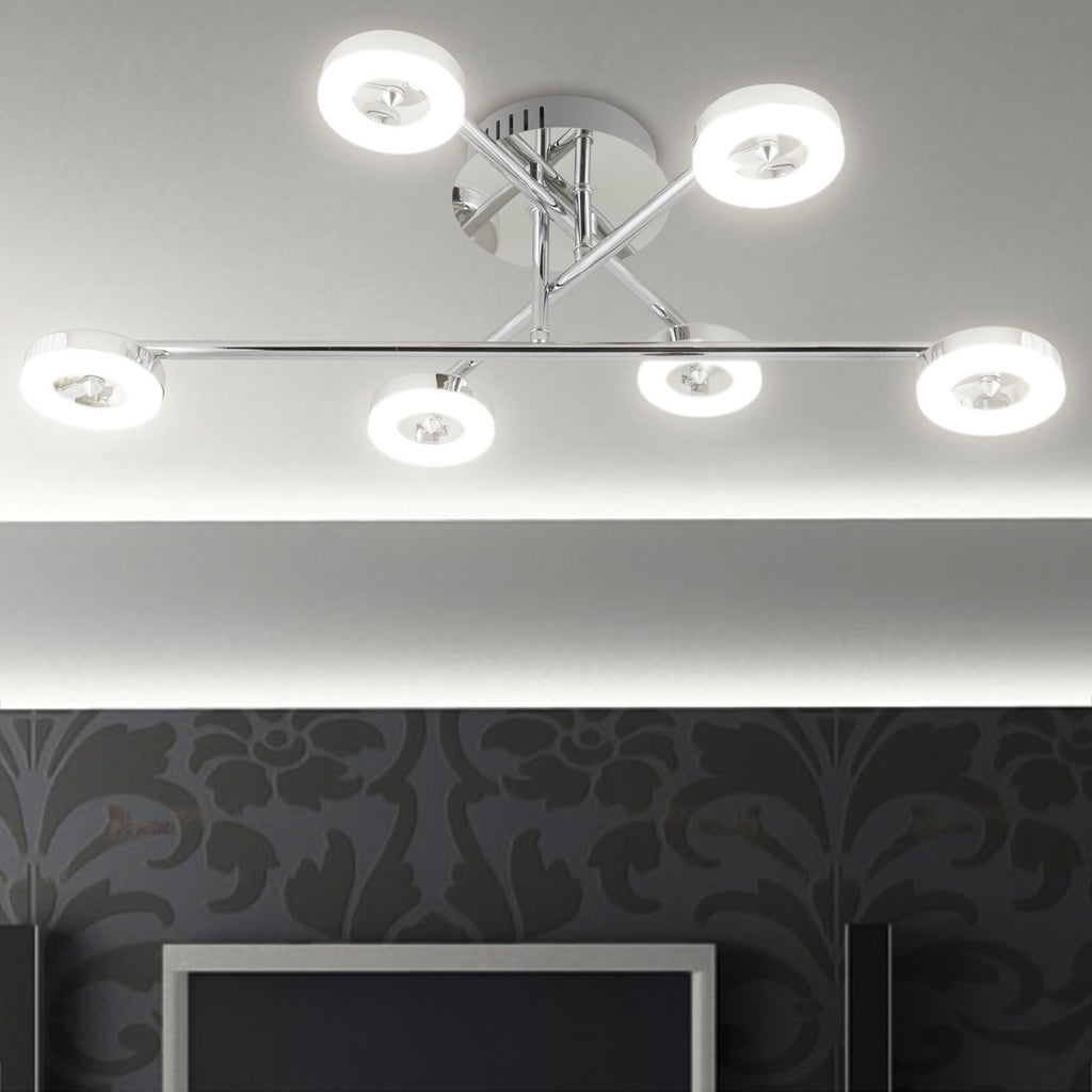 Plafón LED Natal AJP/Alemar (Ref. 10508): Dimensiones del elegante diseño cromado que iluminará tu espacio con una cálida luz de 3000k.  Luzguru.com
