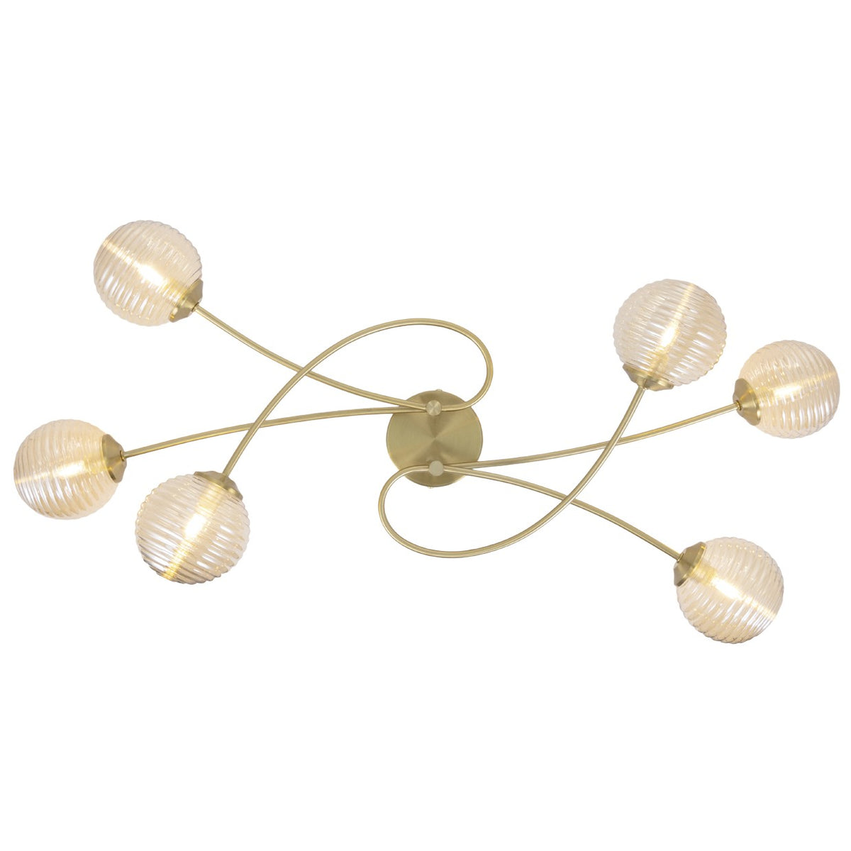 Plafón de Techo Roche 6 Luces Latón y Cristal Ámbar Alemar - vista principal | AJP / Alemar