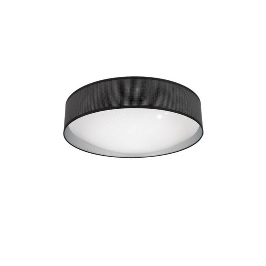 Plafón Anastasia 72W Negro/Plata, vista frontal. Iluminación LED de alta calidad.