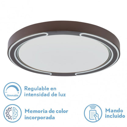 Plafón Asher Marrón 72W LED, vista frontal, Fabrilamp