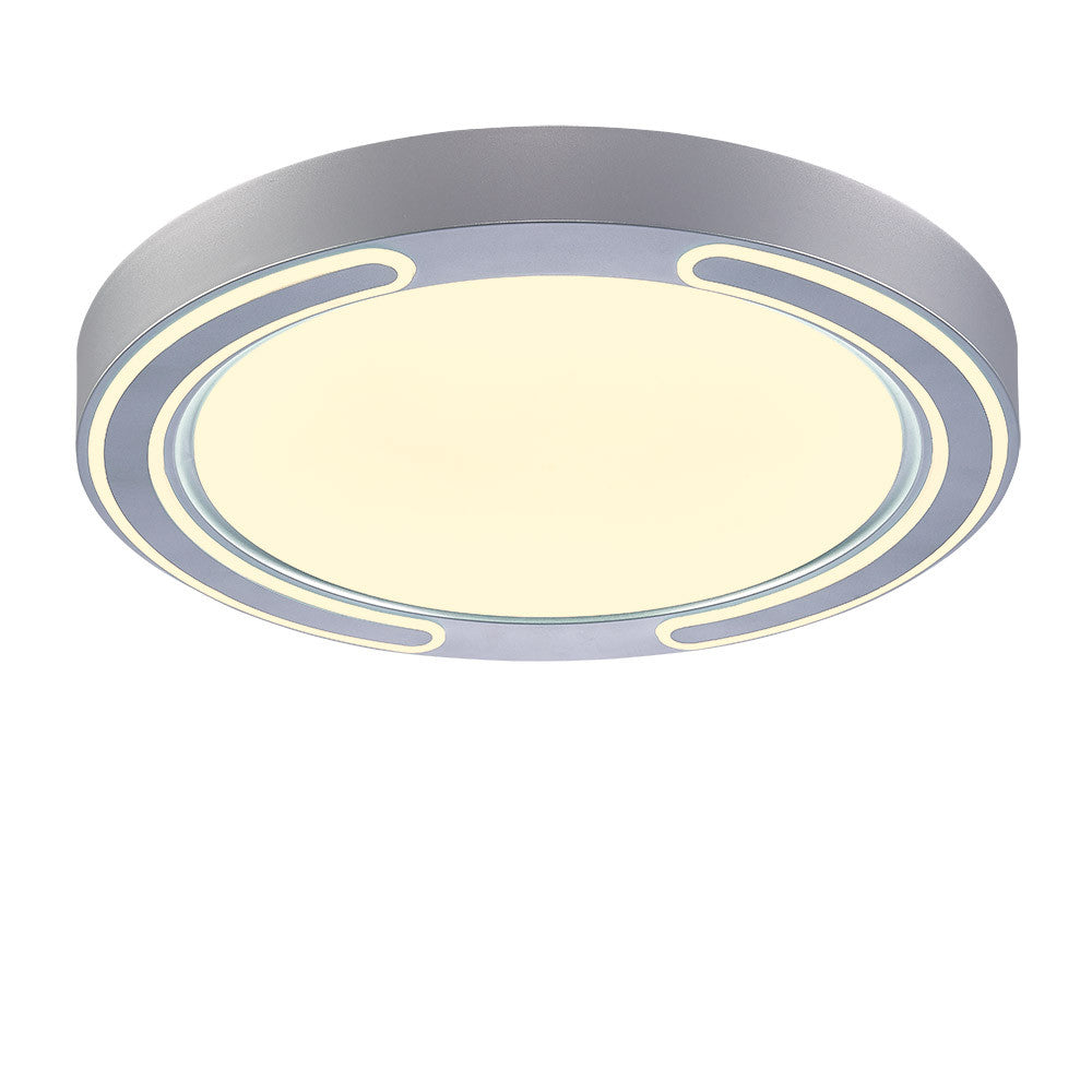 Plafón Asher fabricado en Metal color Plata, con difusor de Policarbonato