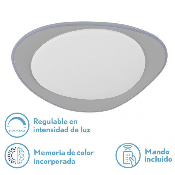 Plafón Daire Gris 72W LED - Vista general del diseño moderno y elegante.