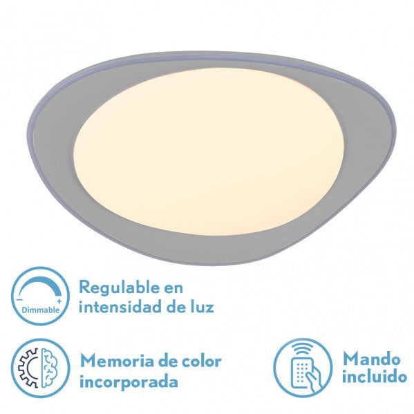 Plafón Daire Gris 72W LED - Detalle de la superficie y el acabado gris.