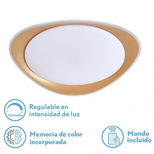 Plafón DAIRE Oro 72W LED, vista frontal, luzguru.com