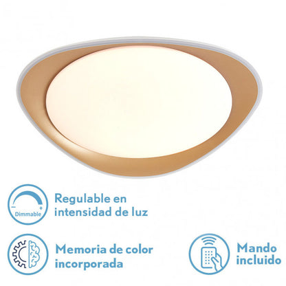 Plafón DAIRE Oro 72W LED, encendido, luzguru.com