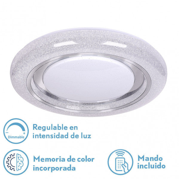 Plafón LED Rune 72W Blanco/Cromo - Vista frontal