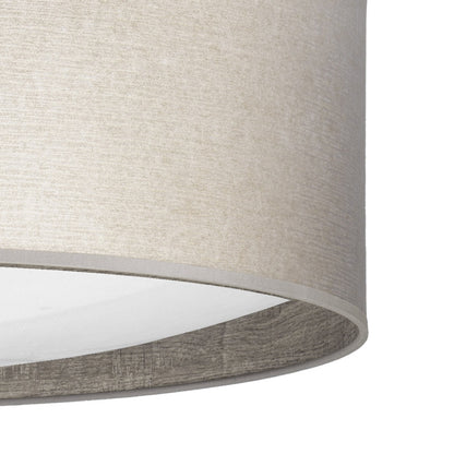 Plafón de techo fabricado en textil y policarbonato color madera gris