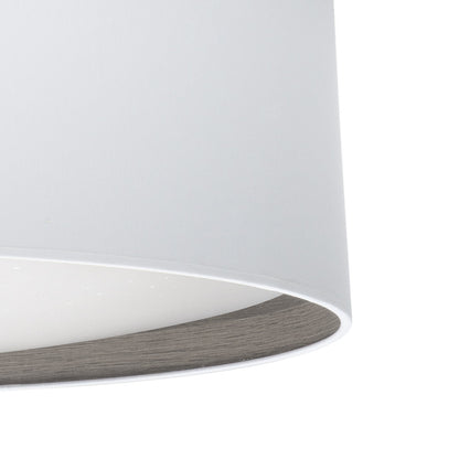Plafón Tatiana fabricado en Textil color Blanco/Madera Gris. Diseño moderno y acogedor.