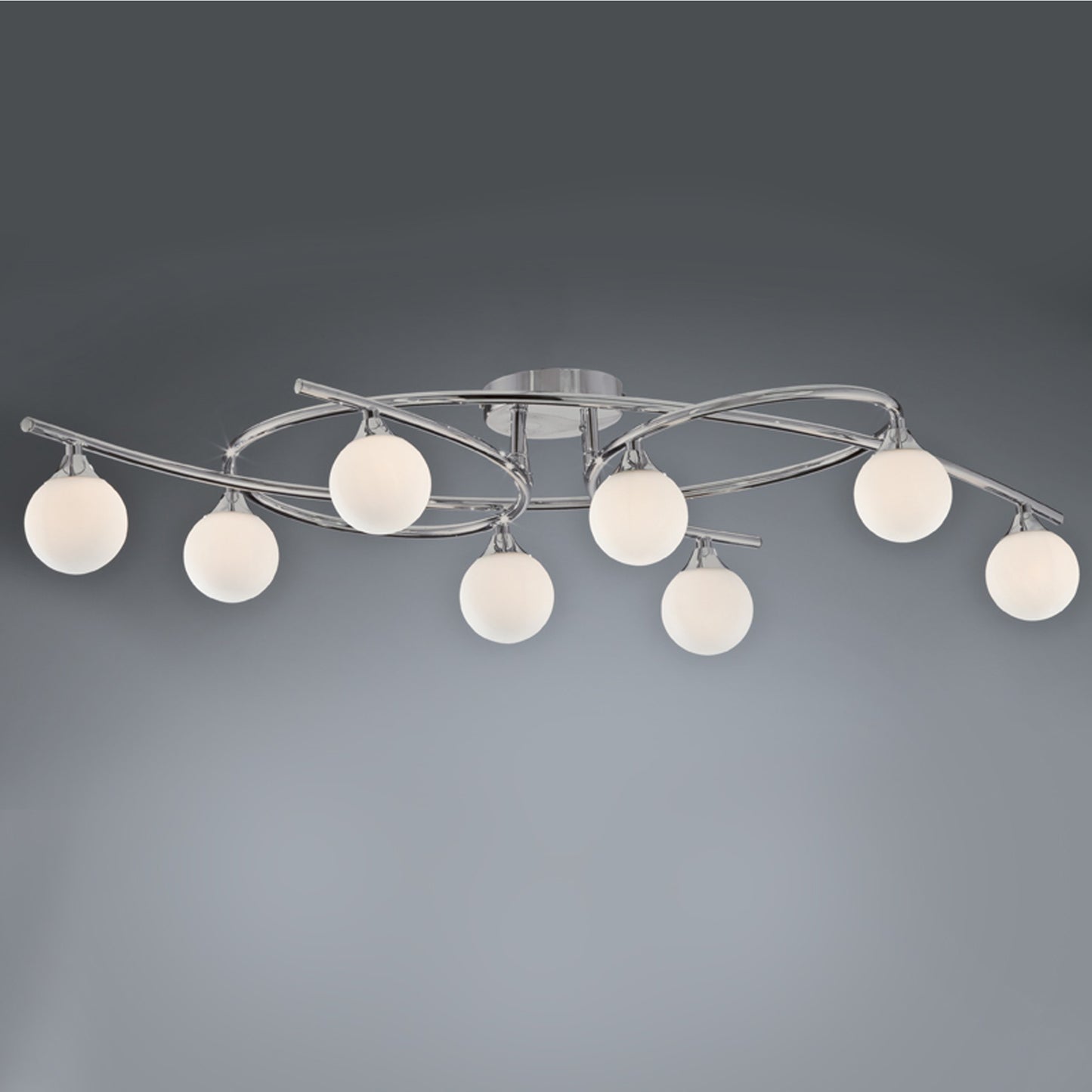 Plafón 8 luces Lotto CristalRecord en níquel satinado, ref. 001-2195-8-053