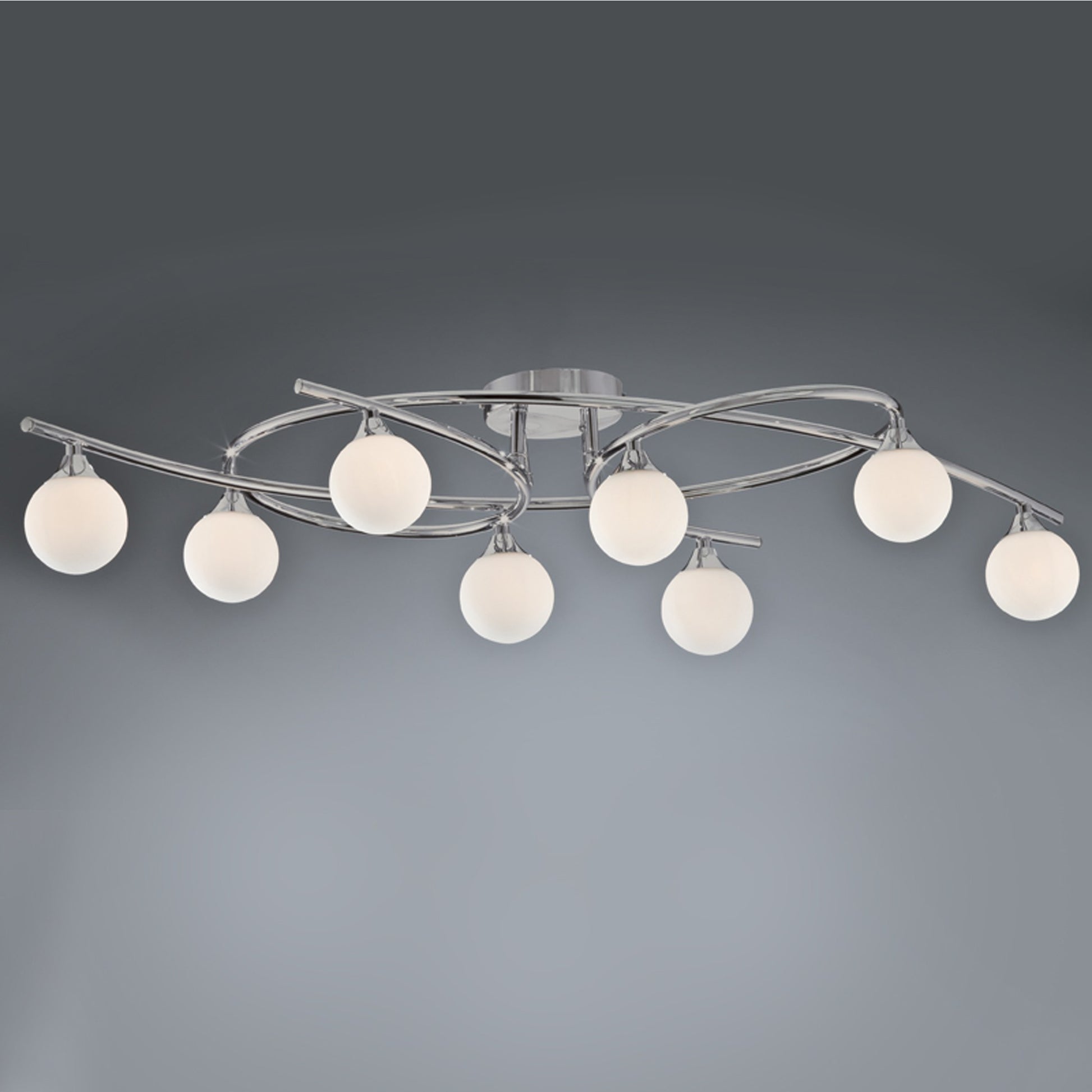 Plafón 8 luces Lotto CristalRecord en níquel satinado, ref. 001-2195-8-053