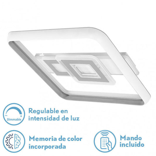 Plafón LED Sucre 80W 51 cm Blanco/Gris Fabrilamp - Vista frontal principal en fondo blanco | LuzGurú