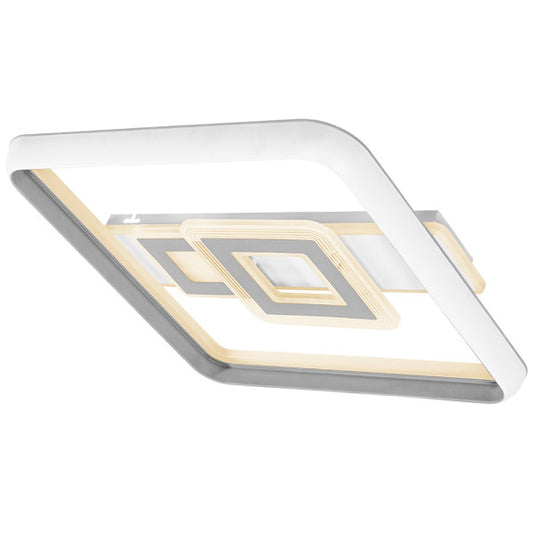 Plafón LED Sucre 80W 51 cm Blanco/Gris Fabrilamp instalada en ambiente decorativo de salón o dormitorio | Fabrilamp / Abrila