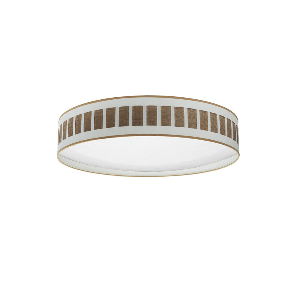 Plafón Ivanna 96W LED Fabrilamp en blanco y madera oscura, diseño cilíndrico integrado