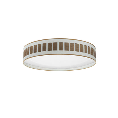 Plafón Ivanna 96W LED Fabrilamp en blanco y madera oscura, diseño cilíndrico integrado