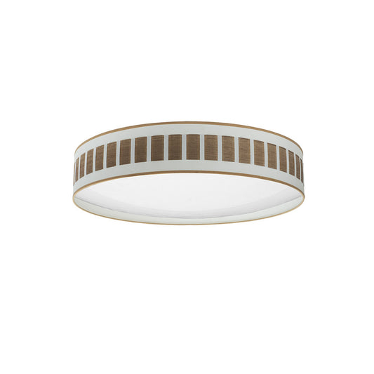 Plafón Ivanna 96W LED Fabrilamp en blanco y madera oscura, diseño cilíndrico integrado