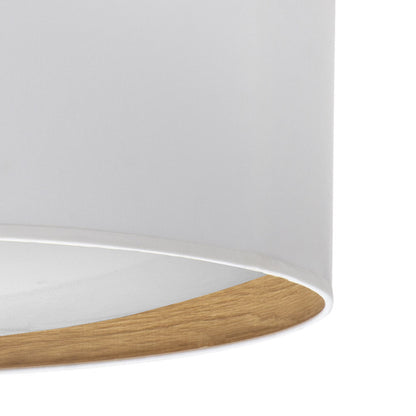 Plafón Tania Fabrilamp fabricado en textil y policarbonato color blanco con interior madera clara para iluminación interior