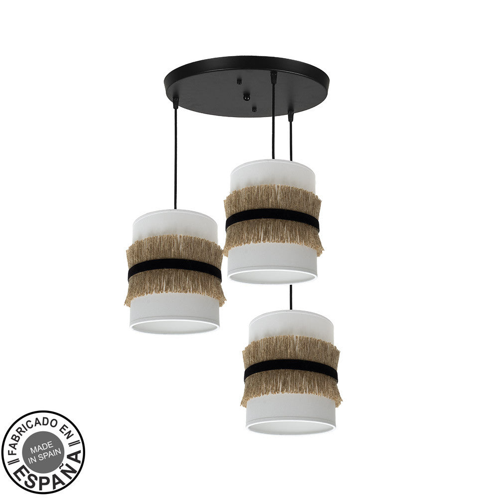 Plafón Angola 3 luces Fabrilamp / Abrila, diseño moderno y natural, ref. 227183001