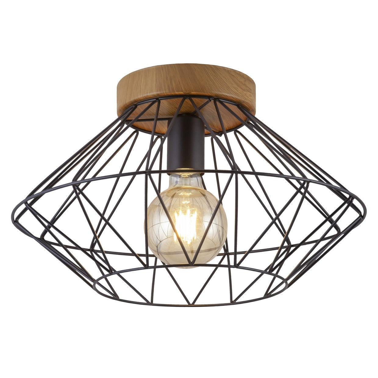 AJP / Alemar Plafón ANTIBES Negro y Madera 10831 - luzguru.com