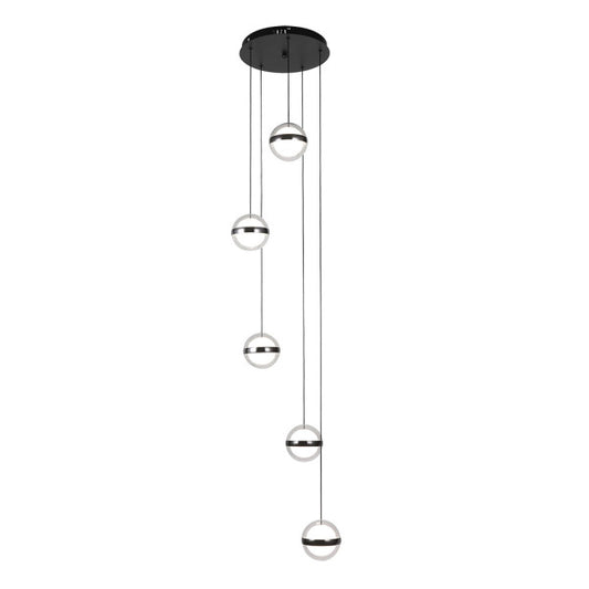 Plafón Colgante LED People 5 Luces Negro 140W Fabrilamp - vista principal | Fabrilamp / Abrila