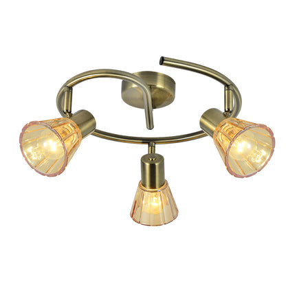 Plafón Cooper fabricado en Metal color Cuero con tulipas Ámbar