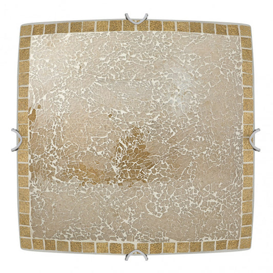Plafón de Techo Cuadrado Tenor 40x40 cm Ámbar Mosaico 3xE27 Fabrilamp - vista principal | Fabrilamp / Abrila