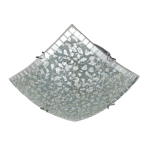 Plafón Tenor fabricado en metal y cristal color cromo para iluminación interior