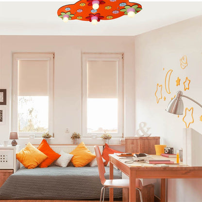 Plafón Bloom fabricado en MDF y plástico color naranja