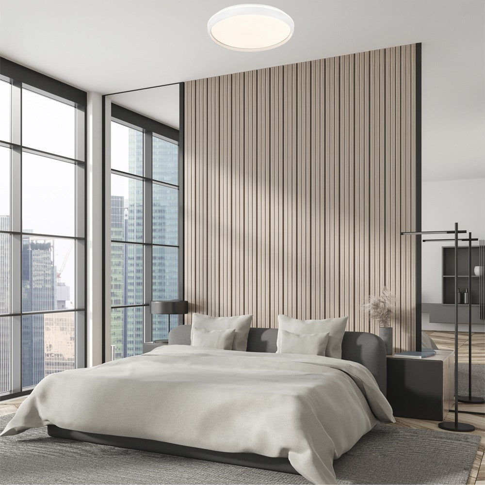 Plafón Charly fabricado en metal blanco, color blanco mate