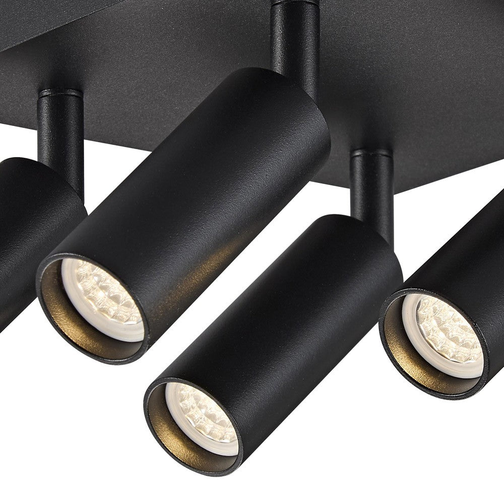 Plafón Slim fabricado en aluminio color negro arenado para una iluminación moderna
