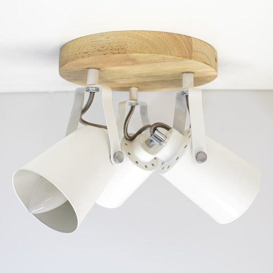 Plafón Dera fabricado en Madera color Natural y Aluminio Blanco