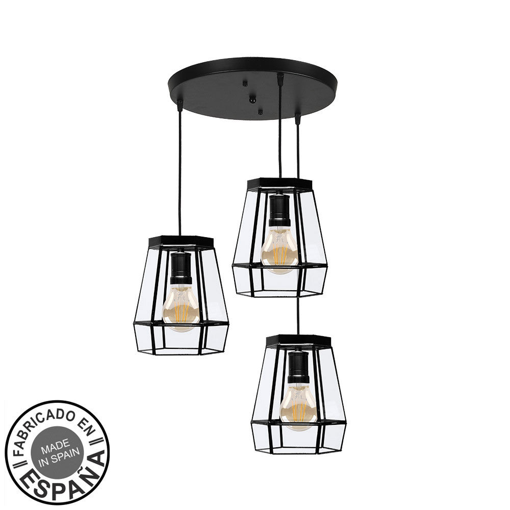 Plafón Guia Negro 3xE27 Fabrilamp / Abrila 221093009