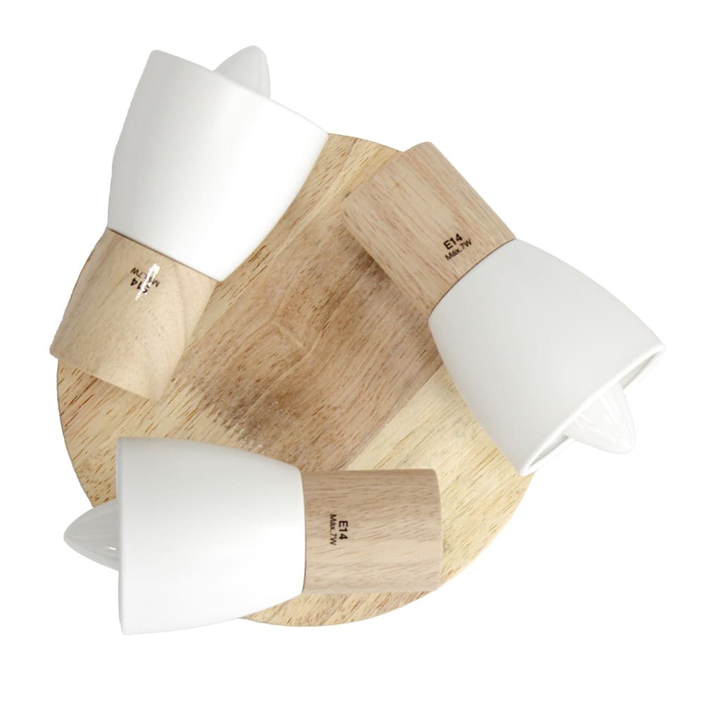 Plafón Lan fabricado en madera natural y metal color natural y blanco
