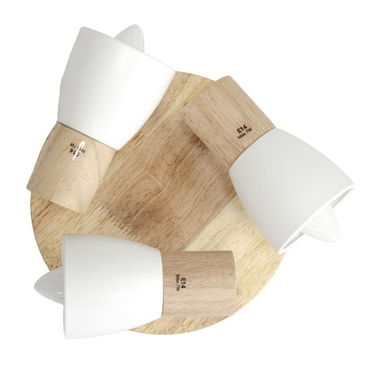 Plafón Lan fabricado en madera natural y metal color natural y blanco