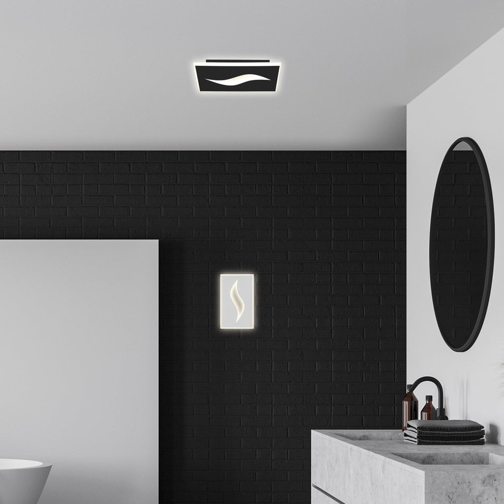 Medidas Plafón LED Amir AJP/Alemar Ref. 11101: Diagrama con dimensiones detalladas del plafón LED blanco de 22W y 3000K.
