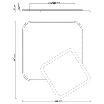 Plafón LED Arnau 70W AJP/Alemar (Ref. 11507): medidas detalladas. Iluminación regulable (3000-6000K), 4969 lúmenes, diseño moderno. Envío rápido y garantía. LuzGuru.com
