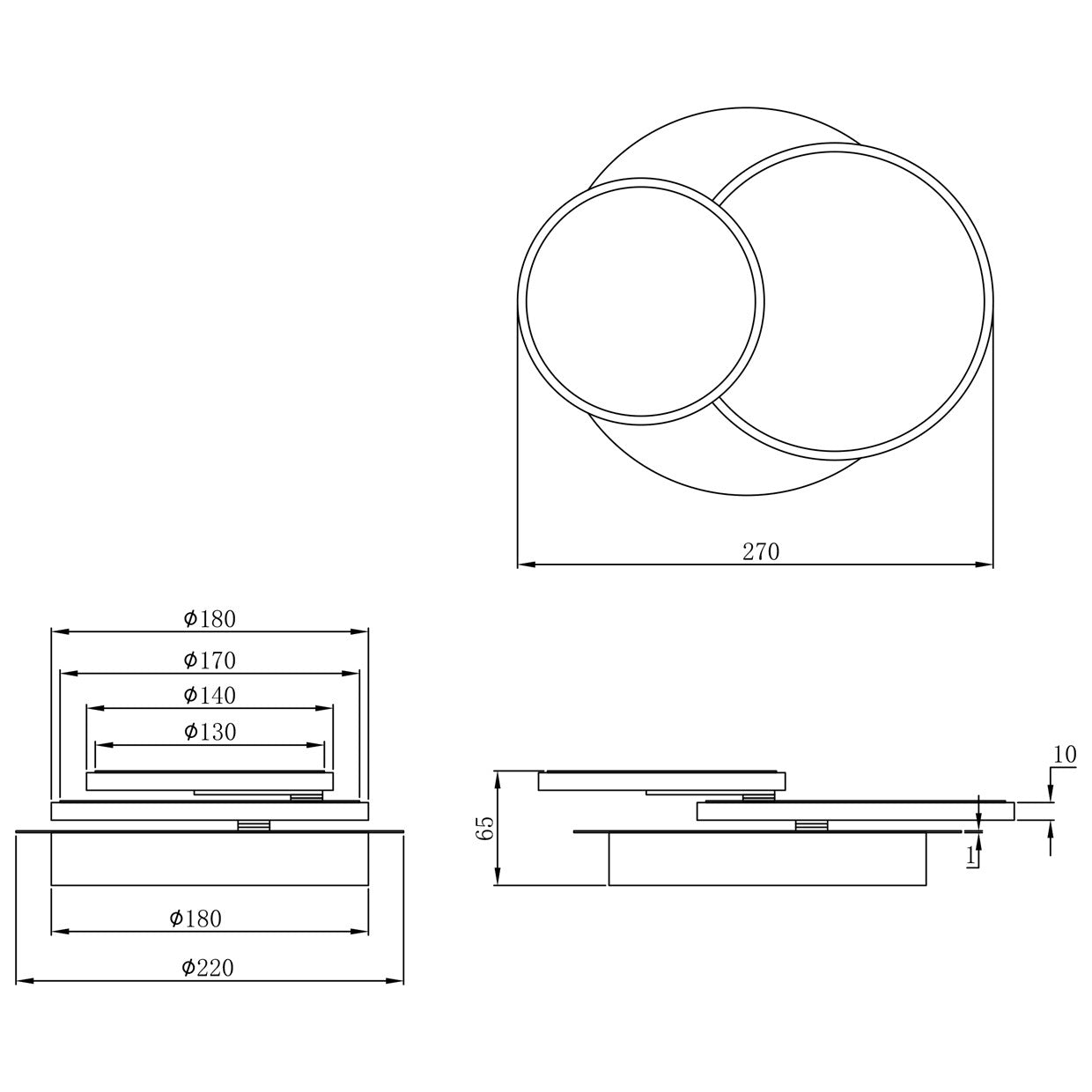 Medidas Plafón LED Bossa 15W AJP/Alemar Ref. 11114 - luzguru.com
