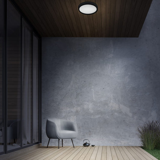 Plafón Gelys fabricado en aluminio lacado color gris antracita