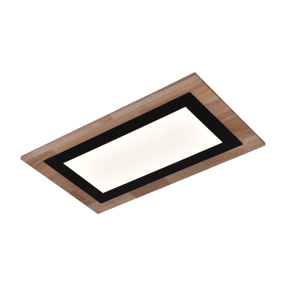 Plafón Hasbi fabricado en aluminio y madera color negro